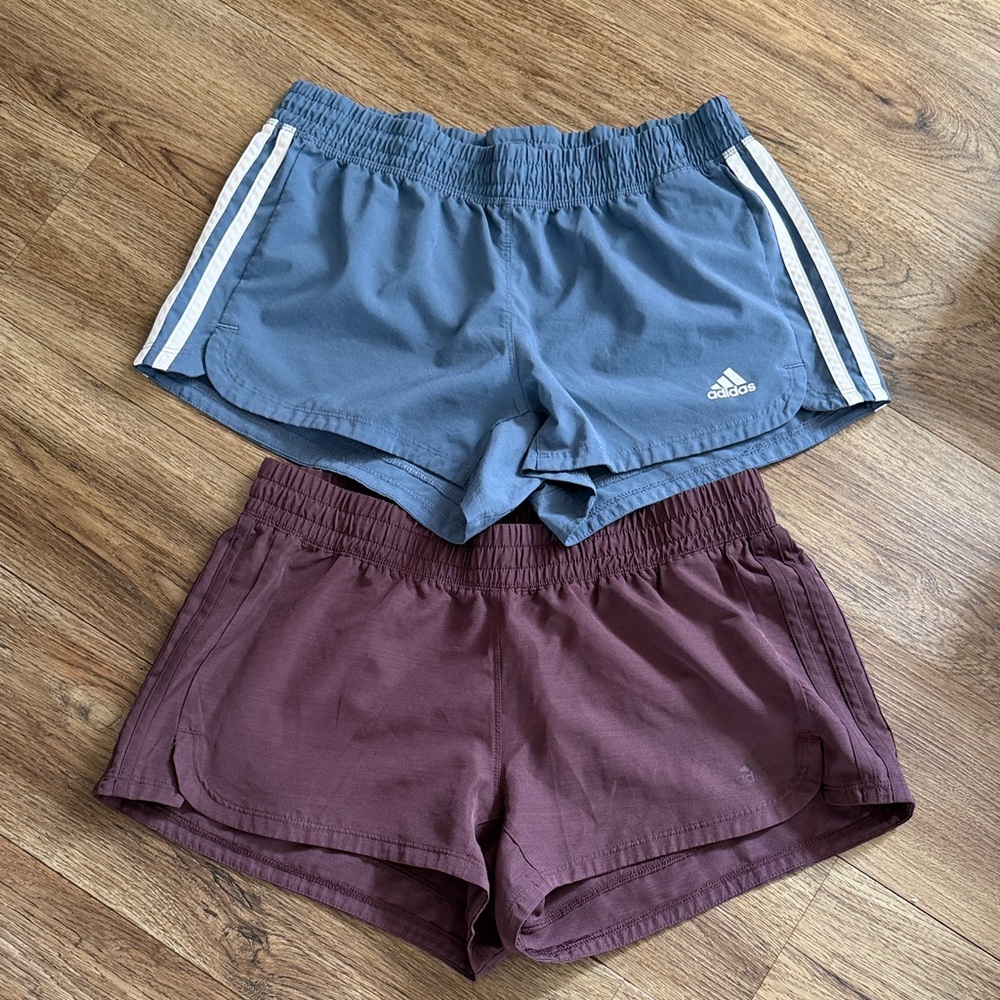 Adidas Women's Athletic Shorts in Blue and Maroon